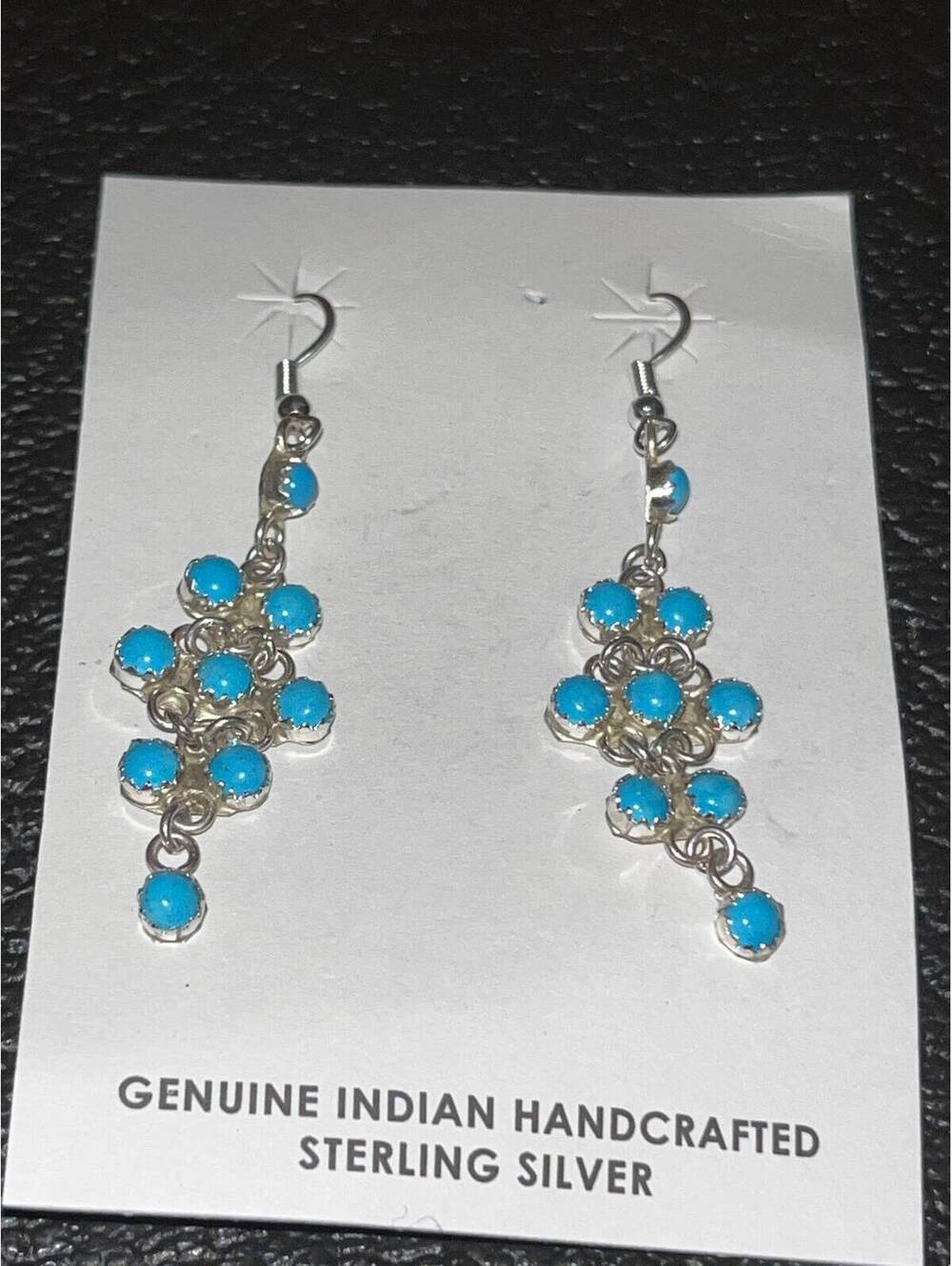 Navajo inlay handmade sterling silver turquoise earrings